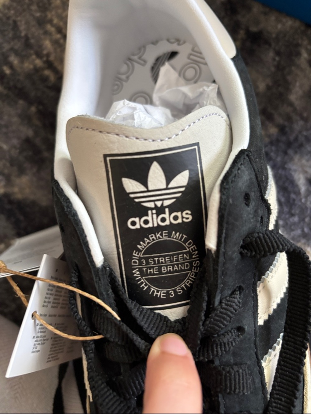 adidas Black and Cream Sambas with Gum Sole - Picture 3 of 4